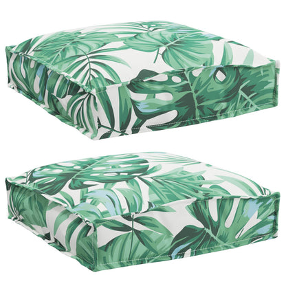 Buiten Kussen Set Van 2 Polyester 40 X 40 X 8 Cm Bladpatroon