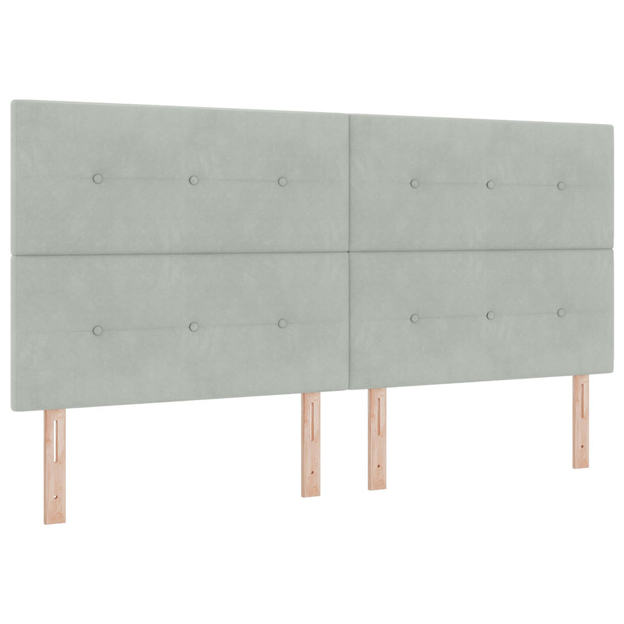 Bedframe Lichtgrijs 200X200 Cm Fluweel Crème