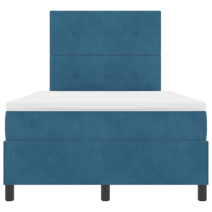 Boxspringbed Met Matras Donkerblauw 120X200 Cm Fluweel Blauw