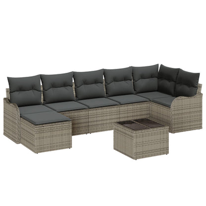 7 Delige Tuin Sofa Set met Kussens Zwart Poly Rattan, vidaXL 2-zits Tuin Sofa met Kussens Grijs Poly Rattan