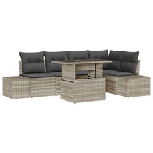 Tuin Sofa Set Set Van 6 Beige, Grijs Riet, Polyester, Staal