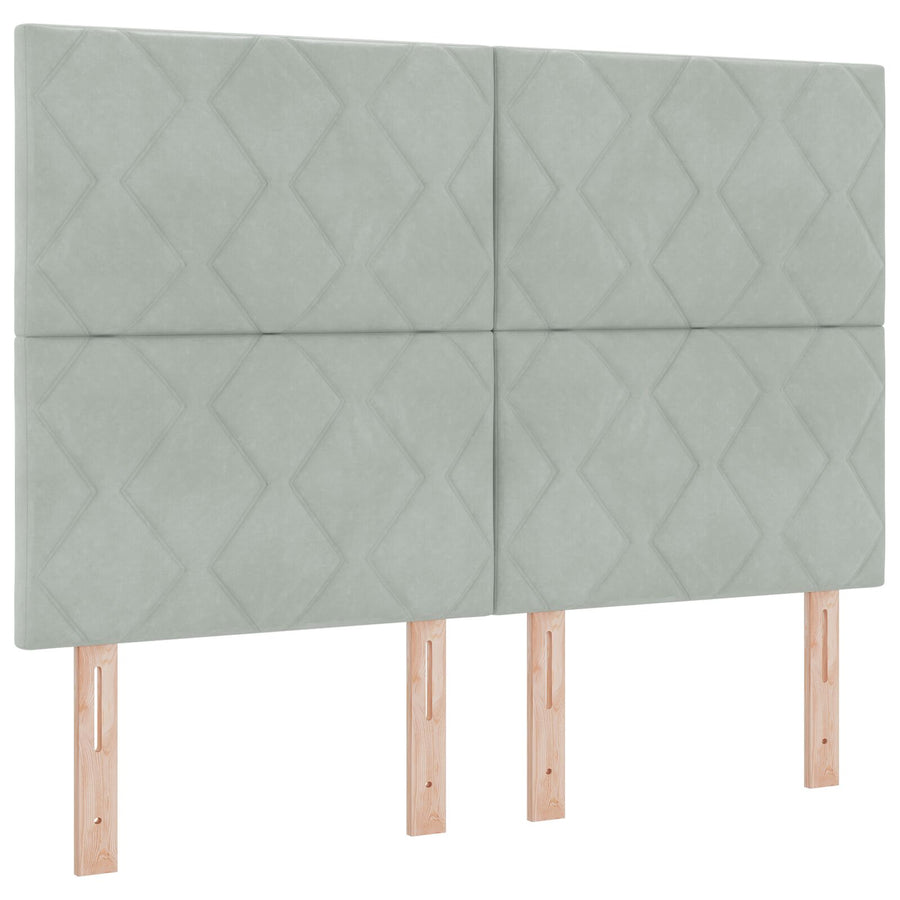 Hoofdbord Diamant Blokken Ontwerp Lichtgrijs 140 cm Fluweel
