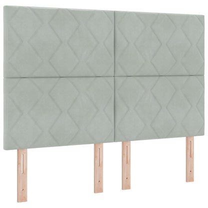 Hoofdbord Diamant Blokken Ontwerp Lichtgrijs 140 cm Fluweel