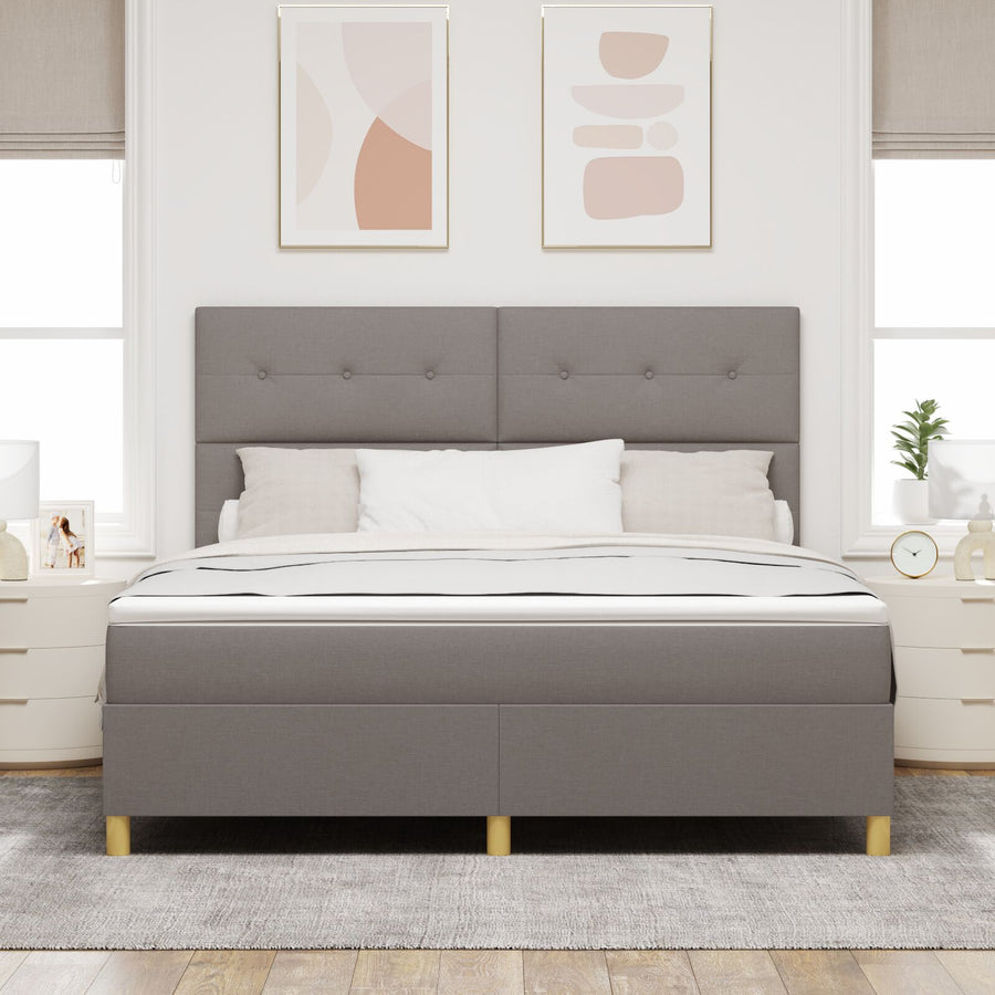 Boxspring Bed Met Matras Taupe Super King Stof Blauw
