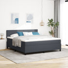 Box Spring Bed Dark Gray and White 180 x 200 cm Cotton Fabric