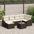 Garden Dining Set with Cushion and Storage 7 pcs Brown and Cream