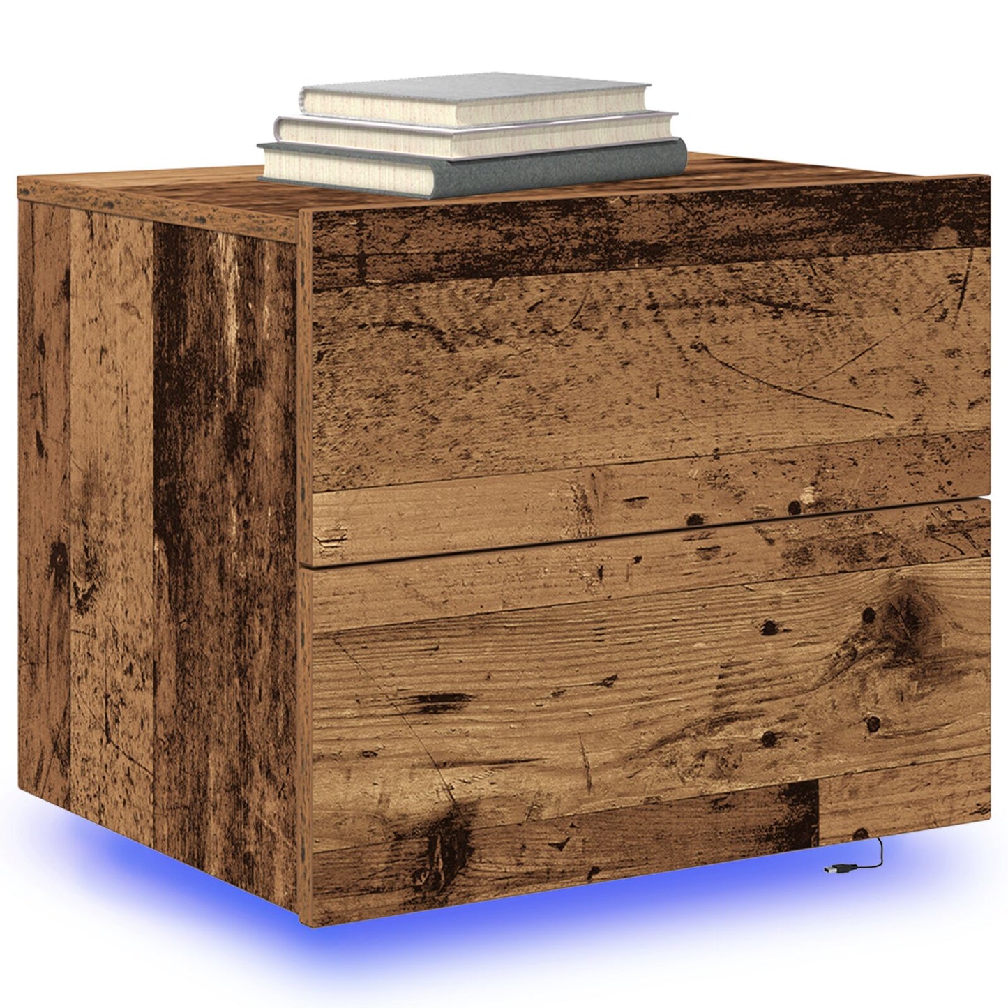 Nachtkastjes Met Led-Verlichting 2 Stuks Wandgemonteerd Oud Hout Oude hout