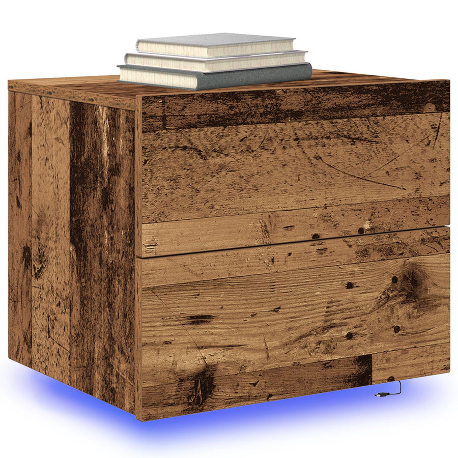 Nachtkastjes Met Led-Verlichting 2 Stuks Wandgemonteerd Oud Hout Oude hout