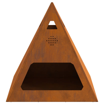 Vuurkorb Piramide 50X50X51 Cm Verweerd Staal Verweerd staal/Bruin