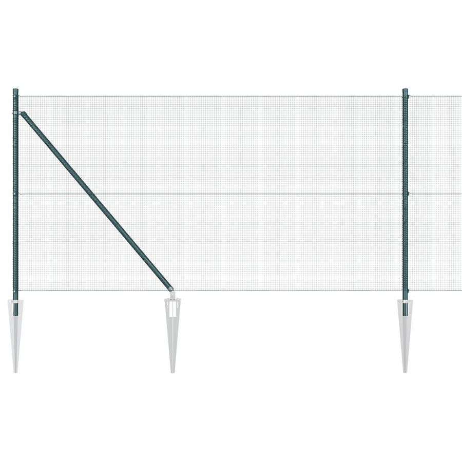 Hekpost Set Set Van 2 Groen Metaal Gecoat In Pvc 10 X 1 M Gegalvaniseerd Staal