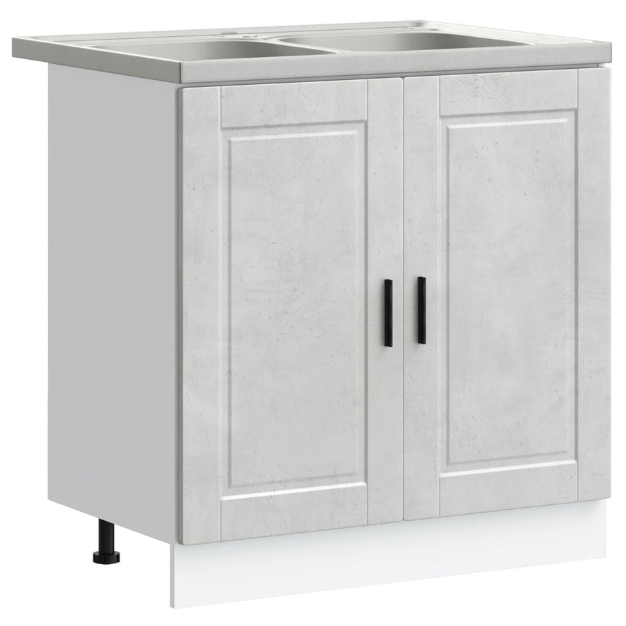 Onderkast 'Porto' Met Wastafel Beton Grijs 80X46X84,5 Cm Gelaagd Hout
