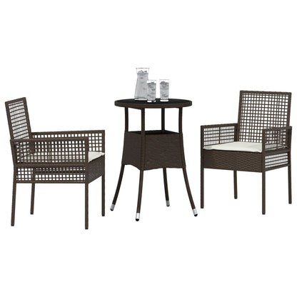 3-Delige Tuin Eettafelset Bruin Poly Rattan