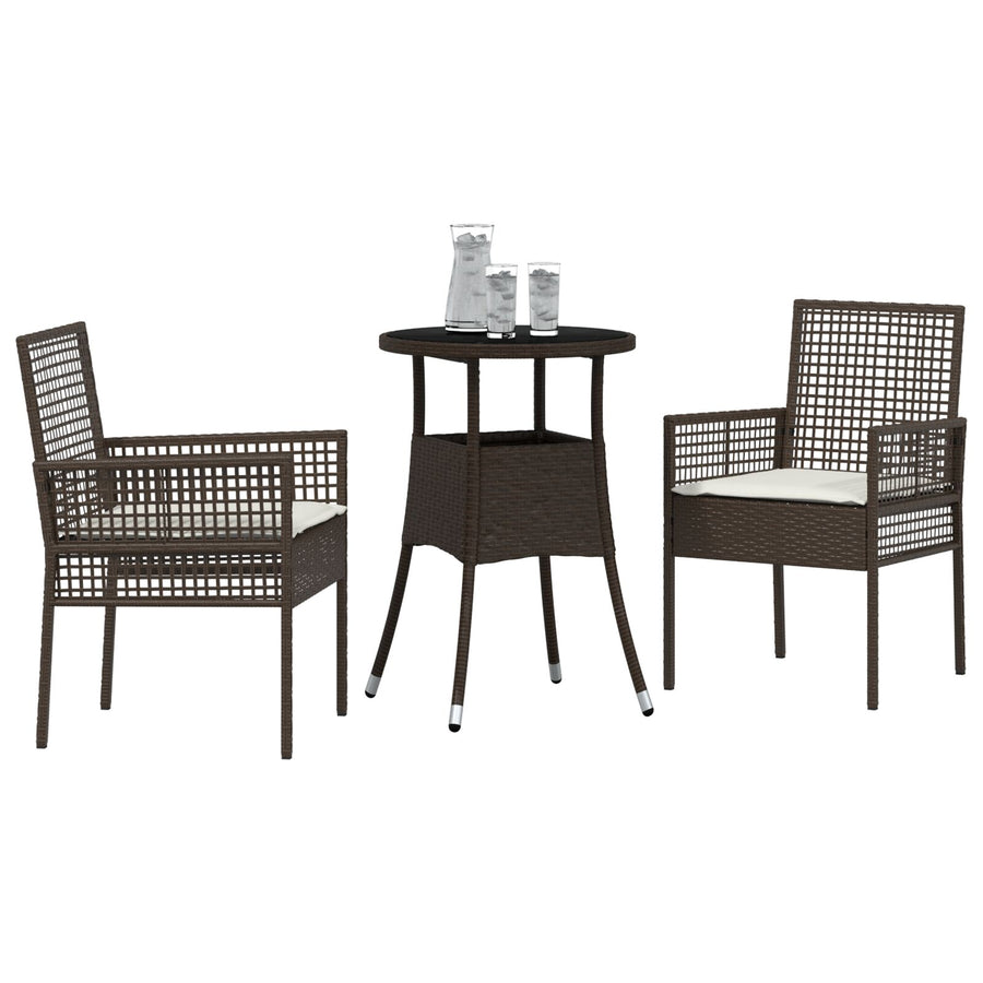 3-Delige Tuin Eettafelset Bruin Poly Rattan