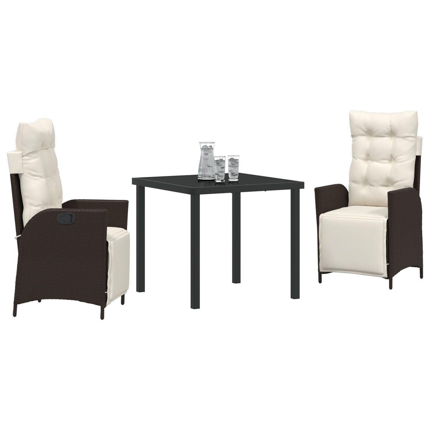 3-Delige Tuin Eetset Bruin Poly Rattan