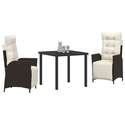 3-Delige Tuin Eetset Bruin Poly Rattan