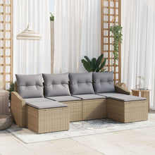 6-Delige Tuinsofa Set Met Kussens Beige Poly Rattan