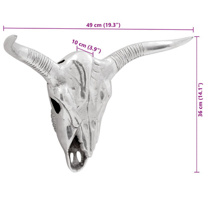 Muurbevestigde Stieren Zilver 49X10X36 Cm Aluminium Kop
