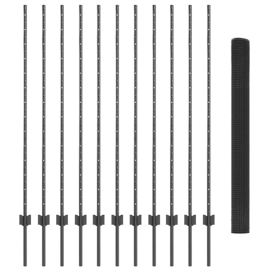 Gelaste Draad Fence met 22 U-Palen Grijs 1.4x25 m Staal