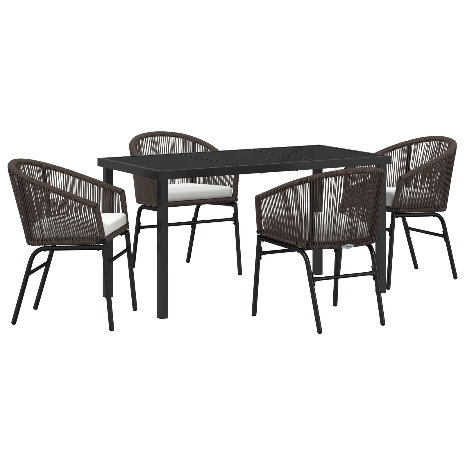 5-Delige Tuin Eetset Bruin Poly Rieten