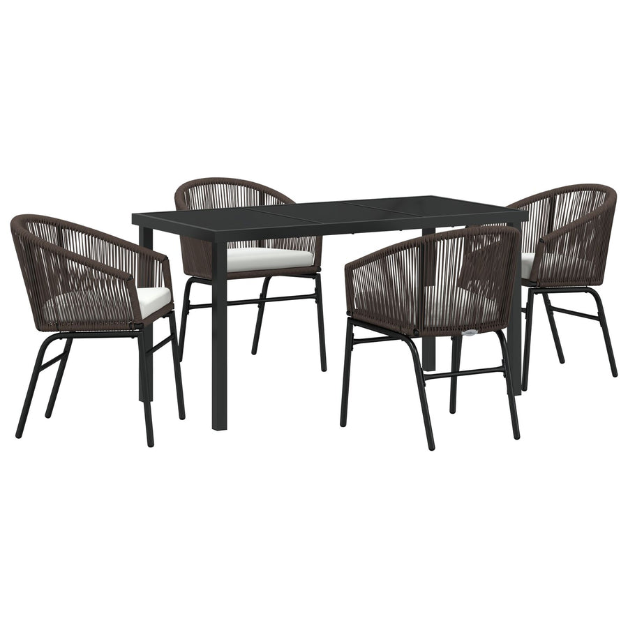 5-Delige Tuin Eetset Bruin Poly Rieten