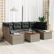Tuinbankenset poly rattan grijs 7-delig