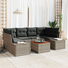 7 Delen Tuin Sofa Set Met Kussens Grijs Poly Rattan Acacia