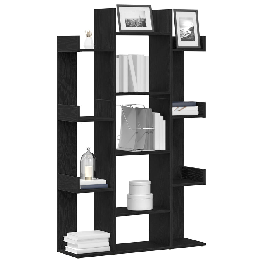 Boekenkast Zwart Eiken 86X25,5X140 Cm Bewerkt Hout