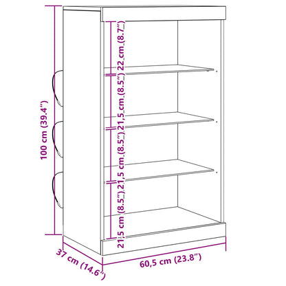 Dressoir Met Led-Verlichting Zwart Eiken 60,5X37X100 Cm