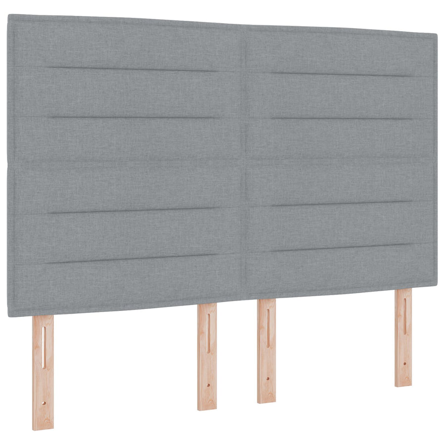 Boxspringbed Met Matras & Bank Stof Lichtgrijs 140 x 190 cm Lijnen ontwerp