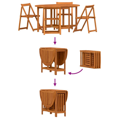 5-Delige Vlinder Tuin Eetset Vouwbaar Massief Acaciahout 110 cm Tafel + 4x stoelen