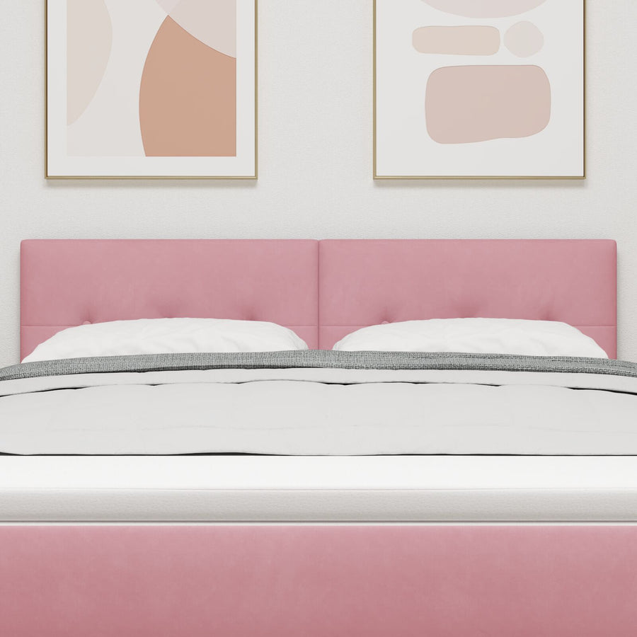 Hoofdbord Met Knopen Gequilt Fluweel Roze 140 cm Lage hoofdbord