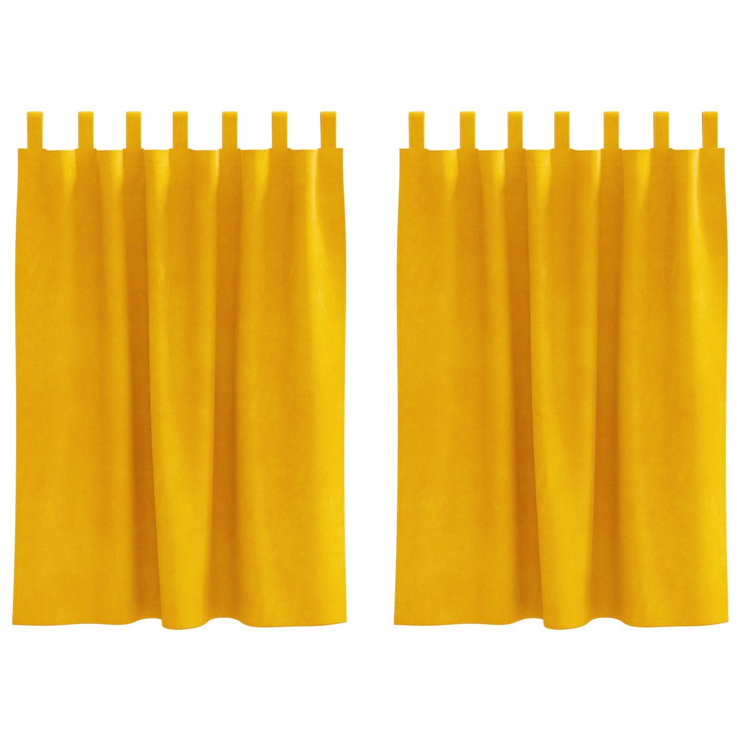 Blackout Gordijnen Met Hanglussen 2 Stuks Velours Mosterdgeel 140 x 140 cm met ophanglussen
