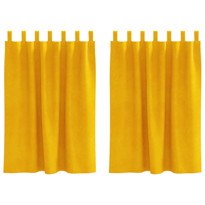 Blackout Gordijnen Met Hanglussen 2 Stuks Velours Mosterdgeel 140 x 140 cm met ophanglussen