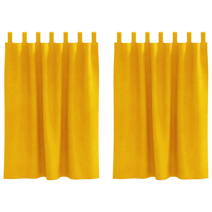 Blackout Gordijnen Met Hanglussen 2 Stuks Velours Mosterdgeel 140 x 140 cm met ophanglussen
