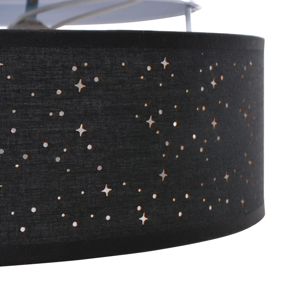 Plafondlampen Met Sterrenlampschaal Ø 38 Cm Stof E27 Ø38 x 13.5 cm Zwart met een sterrenlampschaal