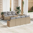 Loungeset poly rattan 7 personen beige lichtgrijs
