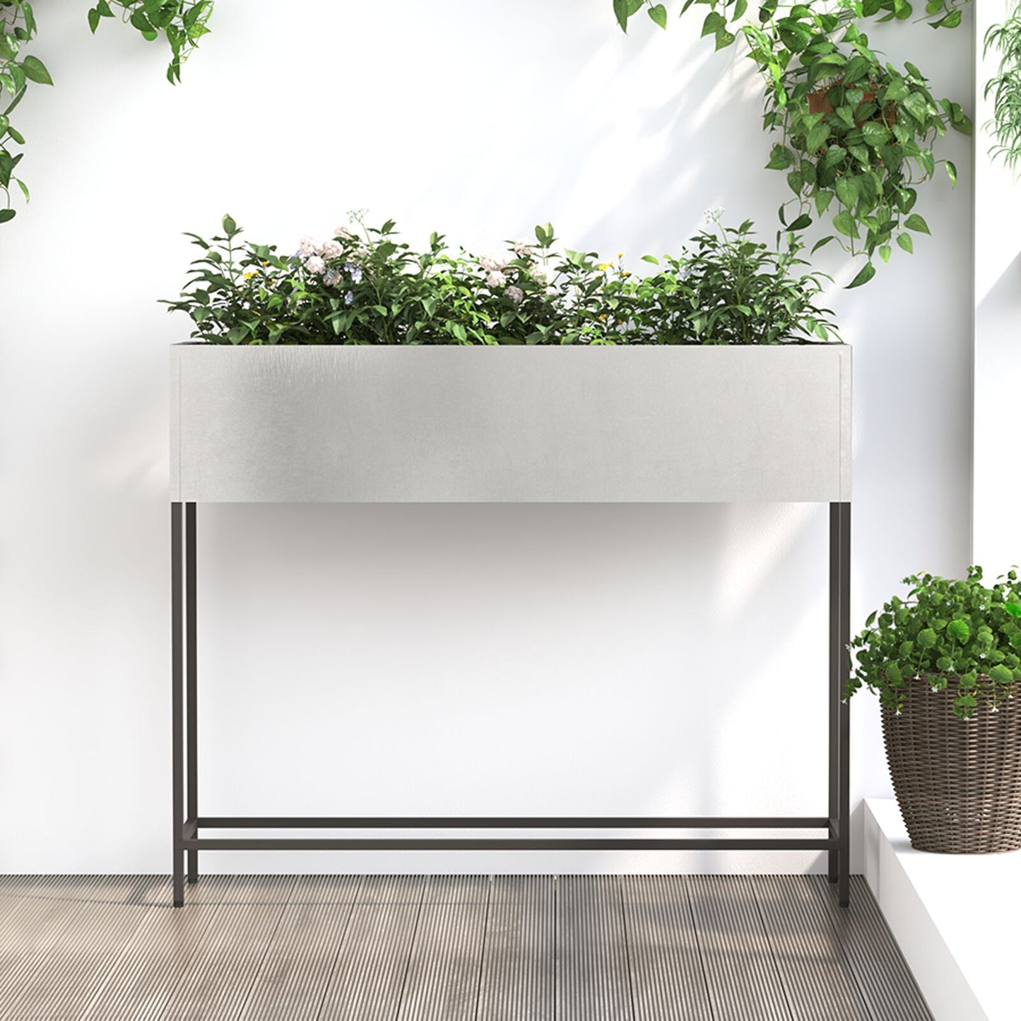 Verhoogde Tuinbak Roestvrijstaal 100 x 26 x 82 cm