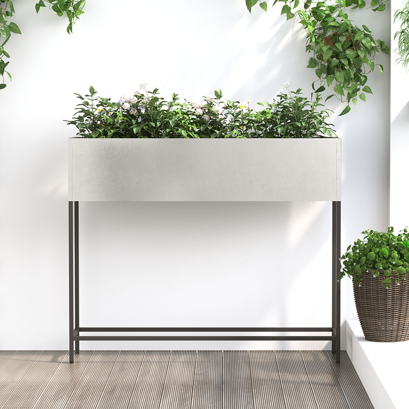 Verhoogde Tuinbak Roestvrijstaal 100 x 26 x 82 cm