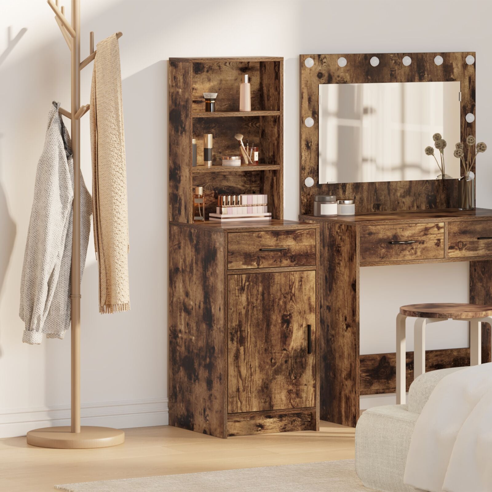 Hoge Kast In , 40X41X135 Cm, Gemaakt Van Engineered Wood Gerookt eiken