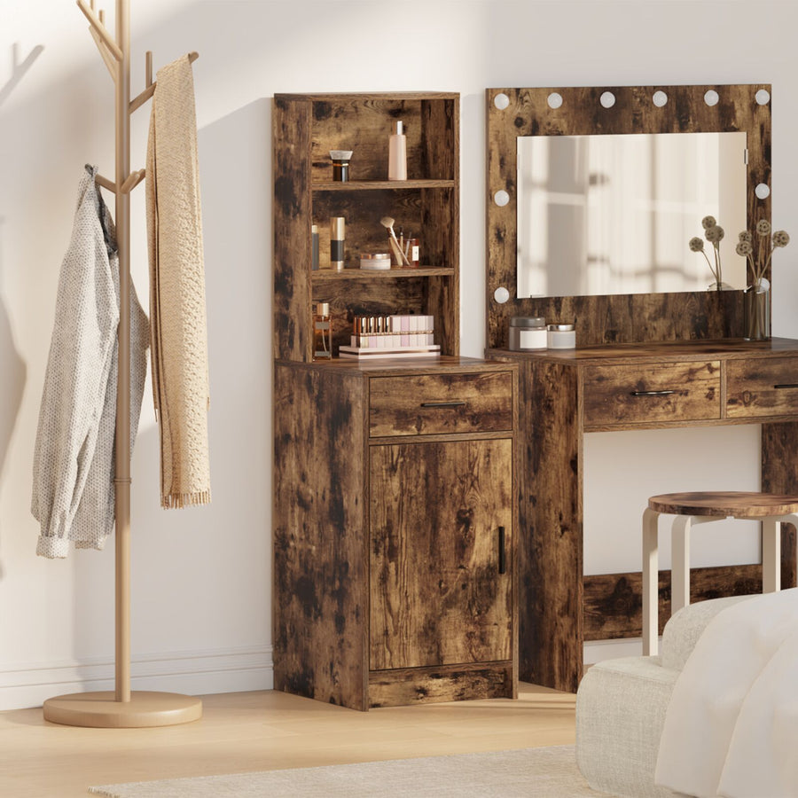 Hoge Kast In , 40X41X135 Cm, Gemaakt Van Engineered Wood Gerookt eiken