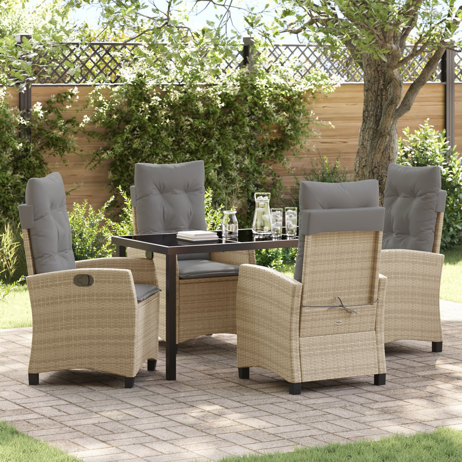 5-Delige Tuin Dinning Set Met Kussens Beige Poly Rattan