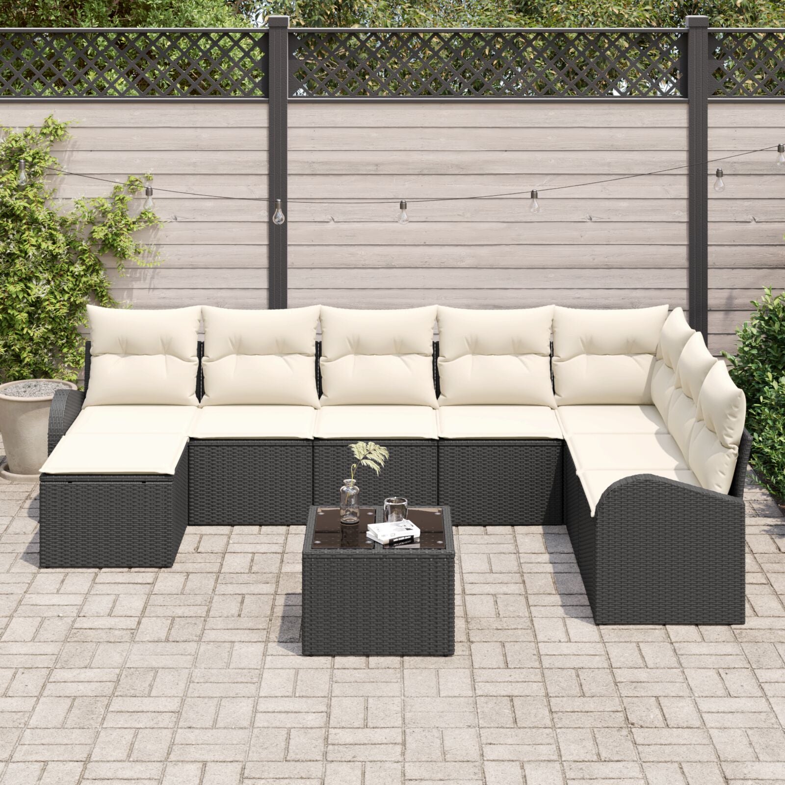 8-Delige Tuin Sofa Set Met Kussens Bruin Poly Rattan