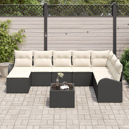 8-Delige Tuin Sofa Set Met Kussens Bruin Poly Rattan