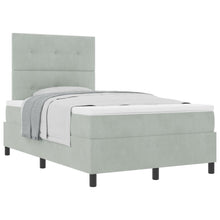 Boxspring Bed Met Matras Lichtgrijs 120X200 Cm Fluweel Blauw