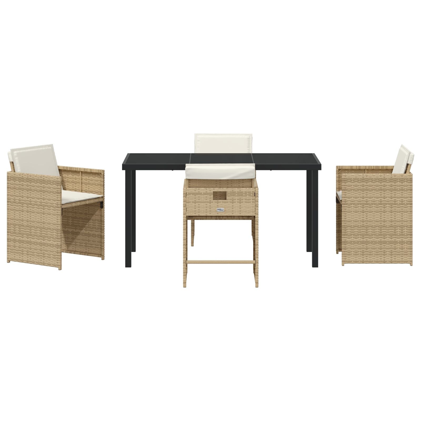 5-Delig Tuin Eet Set Met Kussens Beige Poly Rattan