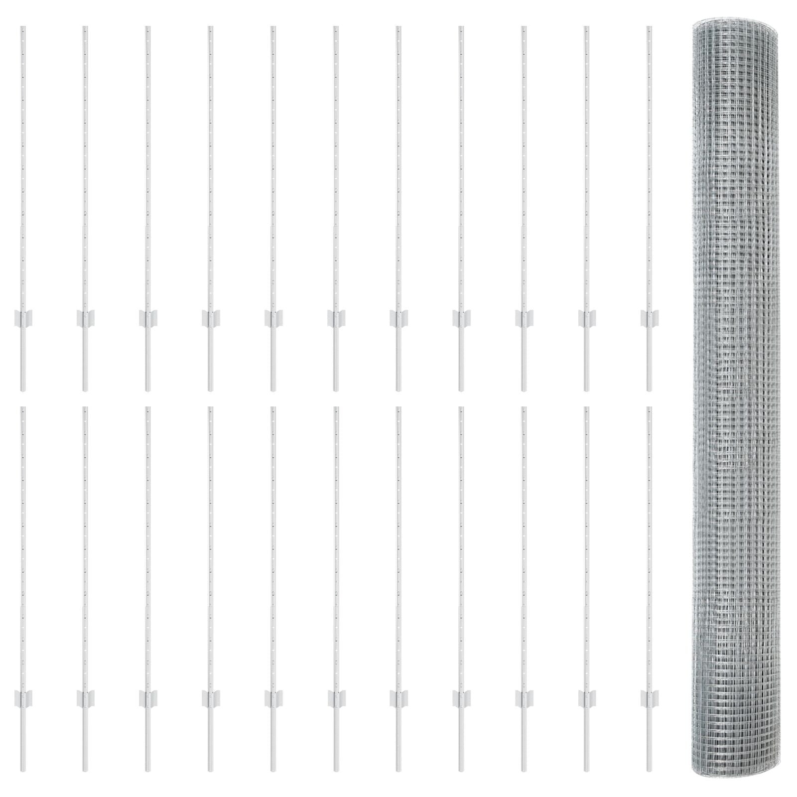 Gelaste Draad Hek Met 44 U Palen Zilver 1.2X50 M Staal