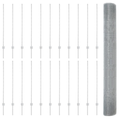 Gelaste Draad Hek Met 44 U Palen Zilver 1.2X50 M Staal