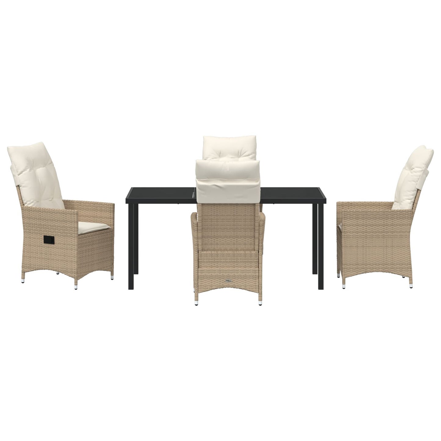 5-Delig Tuin Eetset Met Kussens Beige Poly Riet