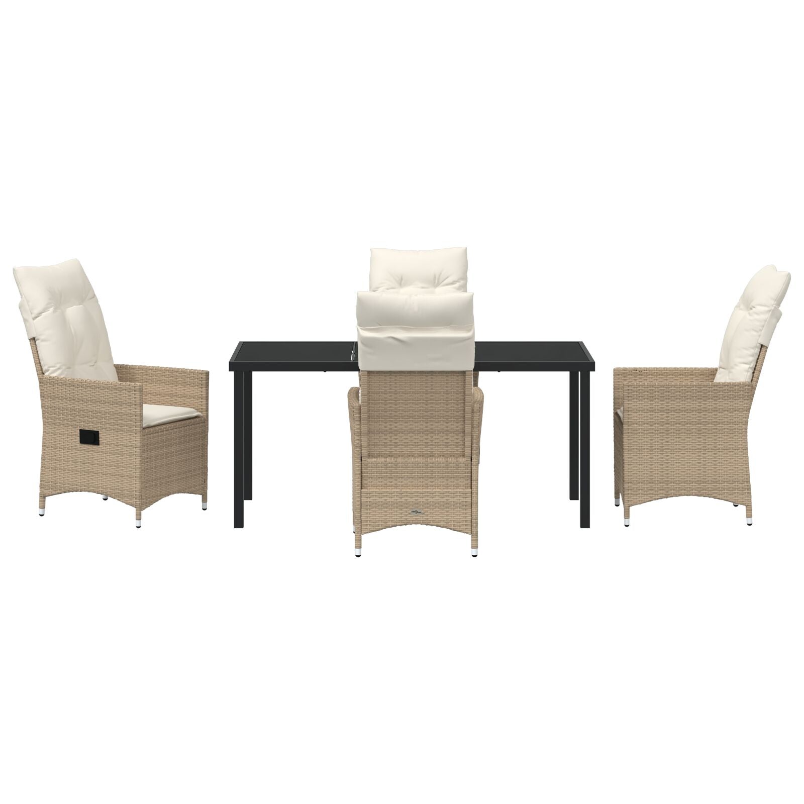 5-Delig Tuin Eetset Met Kussens Beige Poly Riet
