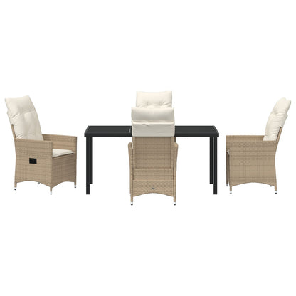 5-Delig Tuin Eetset Met Kussens Beige Poly Riet